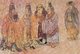 China: Qianling Tombs, Shaanxi; Foreign ambassadors at the Tang court. The two at the right are from Korea, the balding, long-nosed figure in the centre is a westerner. Mural from Li Xian's tomb.
